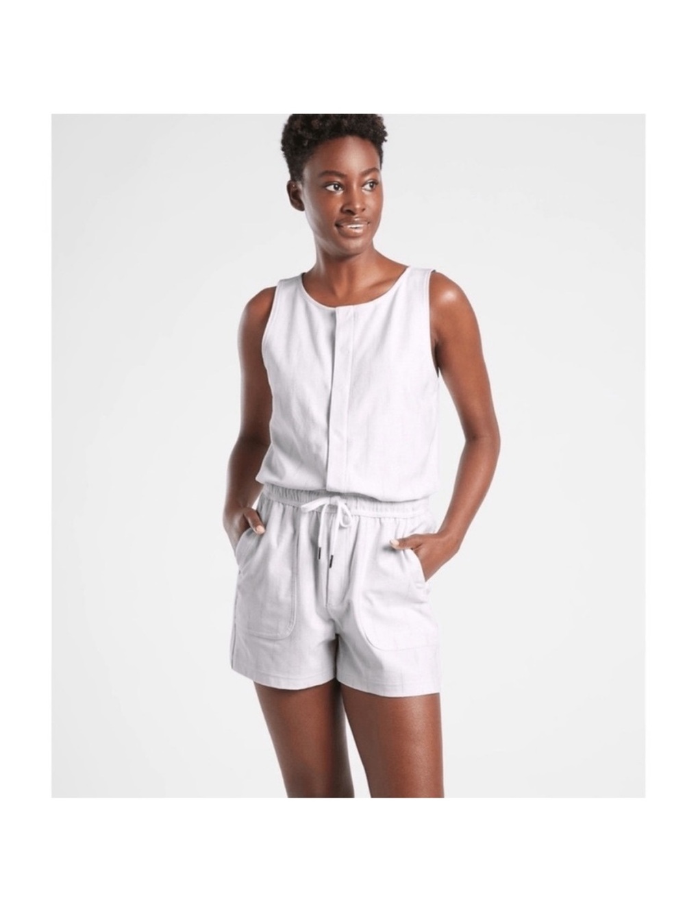 Athleta Farallon Printed Romper Grey Size Medium